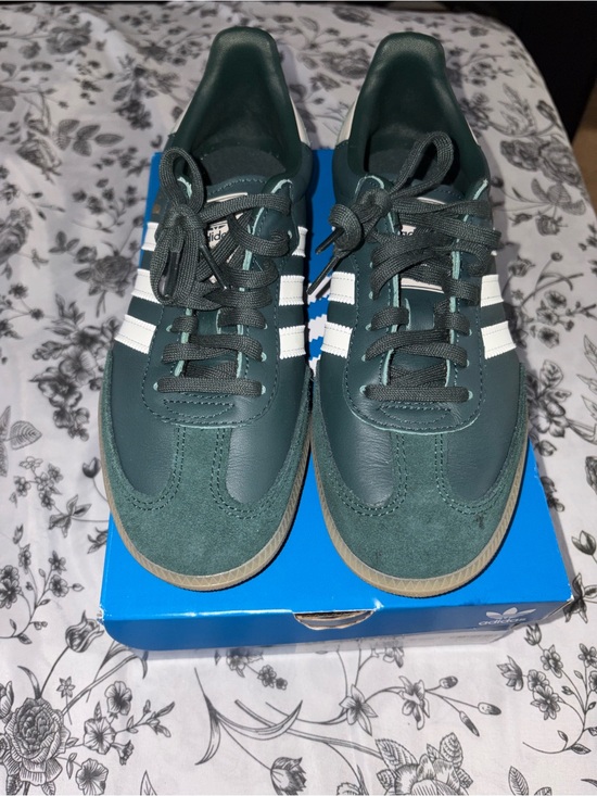 adidas Originals Shoes - adidas Originals Samba OG J Dark Green & White Women's Sneakers
